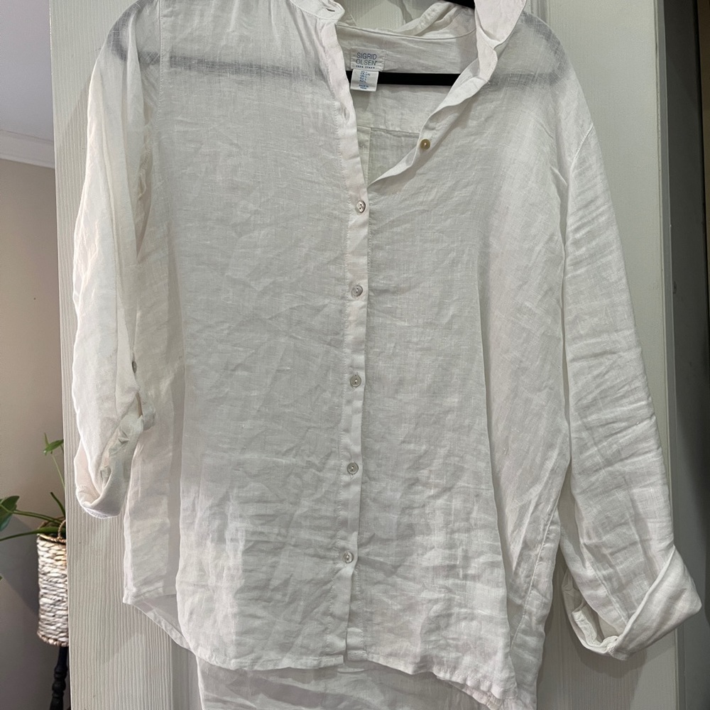 Linen Button Front and Back Top